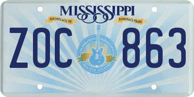 MS license plate ZOC863
