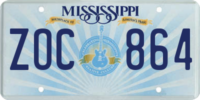 MS license plate ZOC864