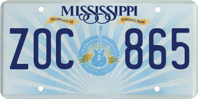 MS license plate ZOC865