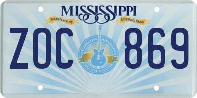 MS license plate ZOC869