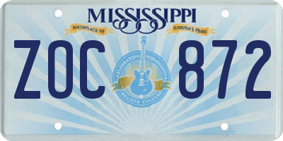 MS license plate ZOC872