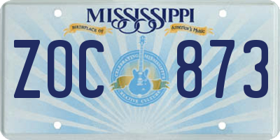 MS license plate ZOC873