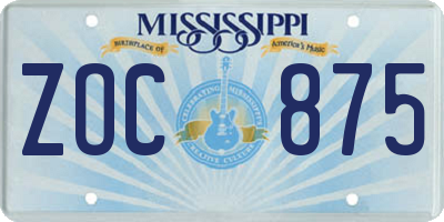 MS license plate ZOC875