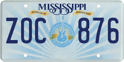 MS license plate ZOC876