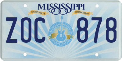 MS license plate ZOC878