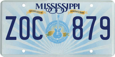 MS license plate ZOC879