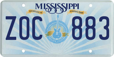 MS license plate ZOC883