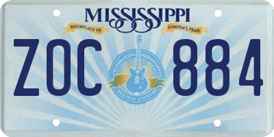 MS license plate ZOC884