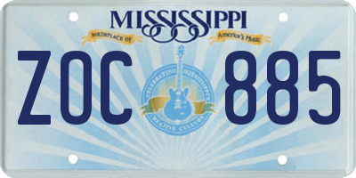 MS license plate ZOC885