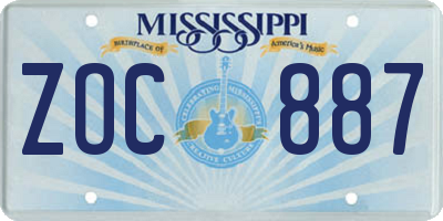 MS license plate ZOC887