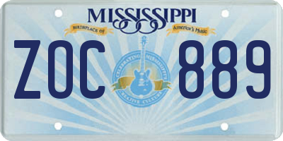 MS license plate ZOC889