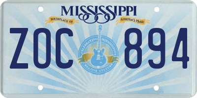MS license plate ZOC894