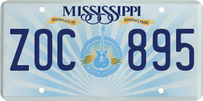 MS license plate ZOC895