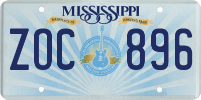MS license plate ZOC896