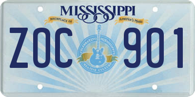 MS license plate ZOC901