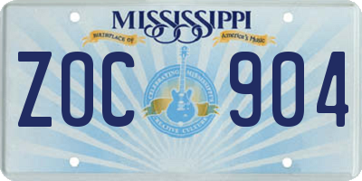 MS license plate ZOC904