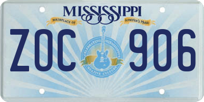 MS license plate ZOC906