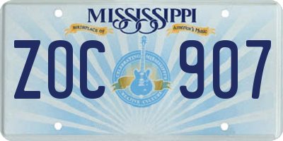 MS license plate ZOC907