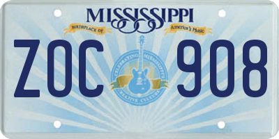 MS license plate ZOC908