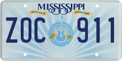 MS license plate ZOC911