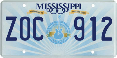 MS license plate ZOC912