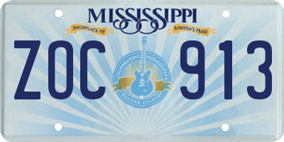 MS license plate ZOC913