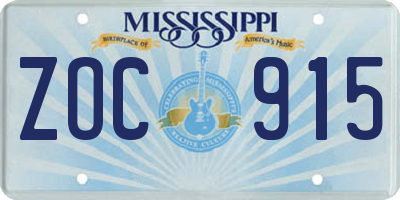 MS license plate ZOC915