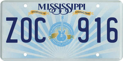 MS license plate ZOC916