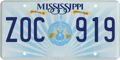 MS license plate ZOC919