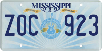 MS license plate ZOC923