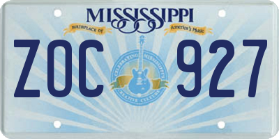 MS license plate ZOC927