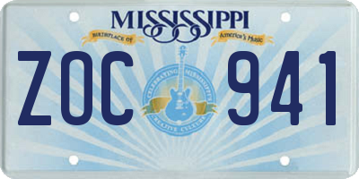 MS license plate ZOC941