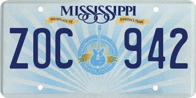 MS license plate ZOC942