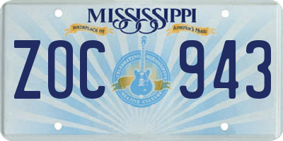 MS license plate ZOC943