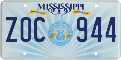 MS license plate ZOC944