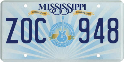 MS license plate ZOC948