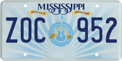 MS license plate ZOC952