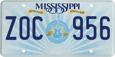 MS license plate ZOC956