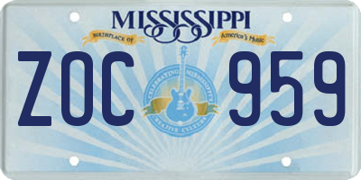 MS license plate ZOC959