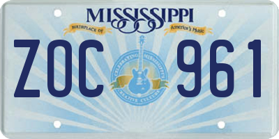 MS license plate ZOC961