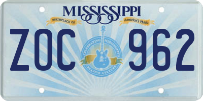 MS license plate ZOC962
