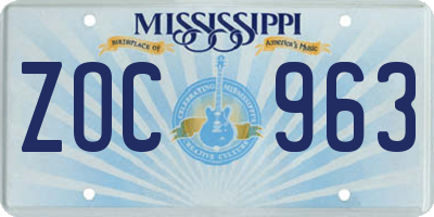 MS license plate ZOC963