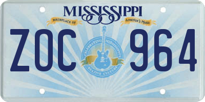 MS license plate ZOC964