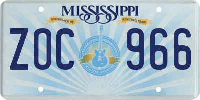 MS license plate ZOC966