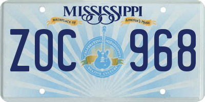 MS license plate ZOC968