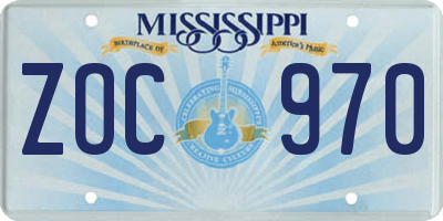 MS license plate ZOC970