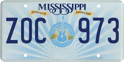 MS license plate ZOC973
