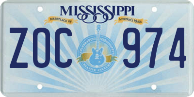 MS license plate ZOC974