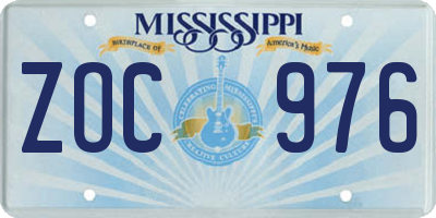 MS license plate ZOC976