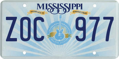 MS license plate ZOC977